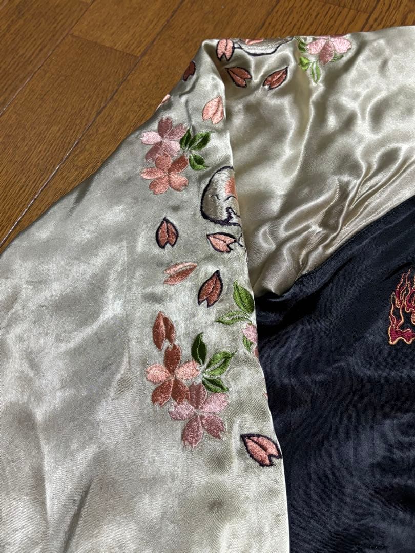 希少　完売品　花旅楽団 野晒　骸骨　 妖怪 和柄 刺繍　リバーシブル　黒