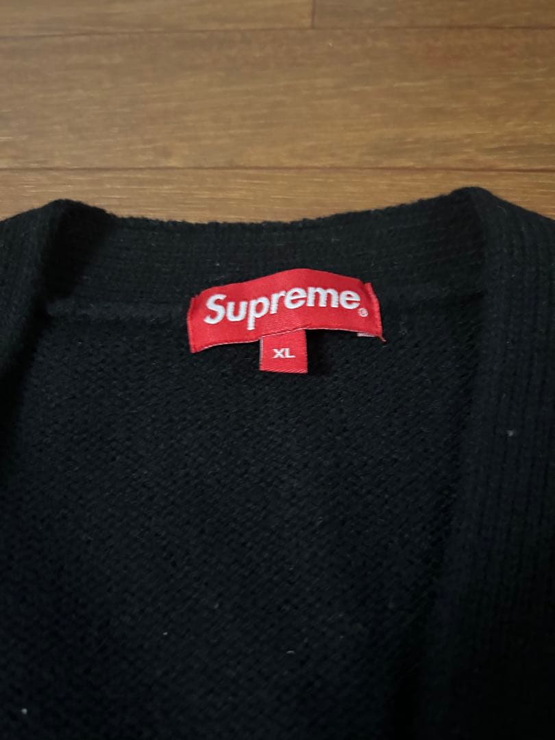 超美品 XL Supreme Floral Stripe Cardigan 黒