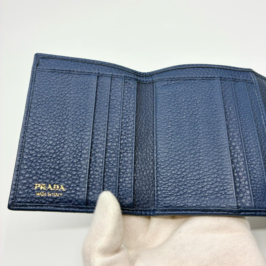PRADA プラダ レザー 三つ折り財布 青 ブルー A1355A4