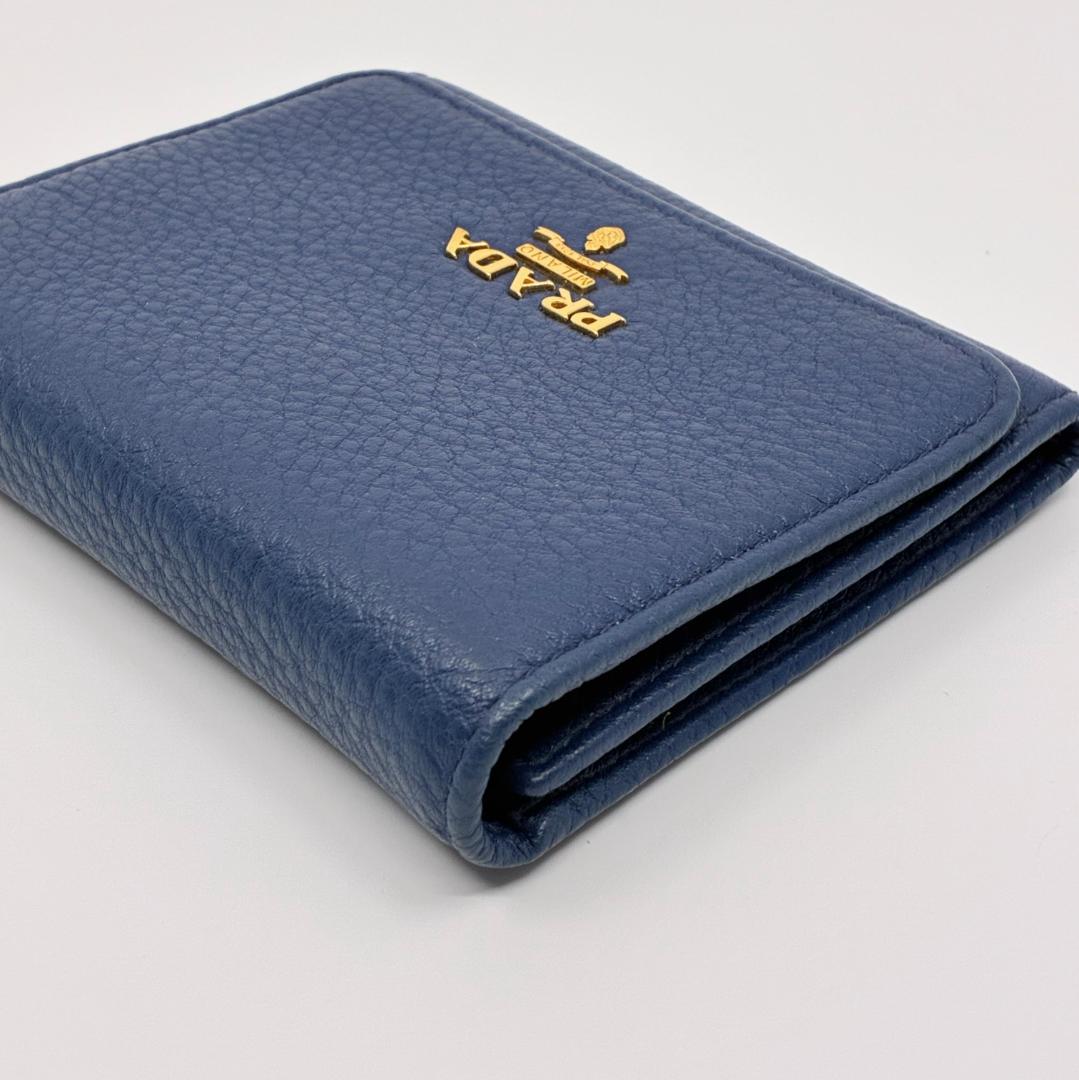 PRADA プラダ レザー 三つ折り財布 青 ブルー A1355A4