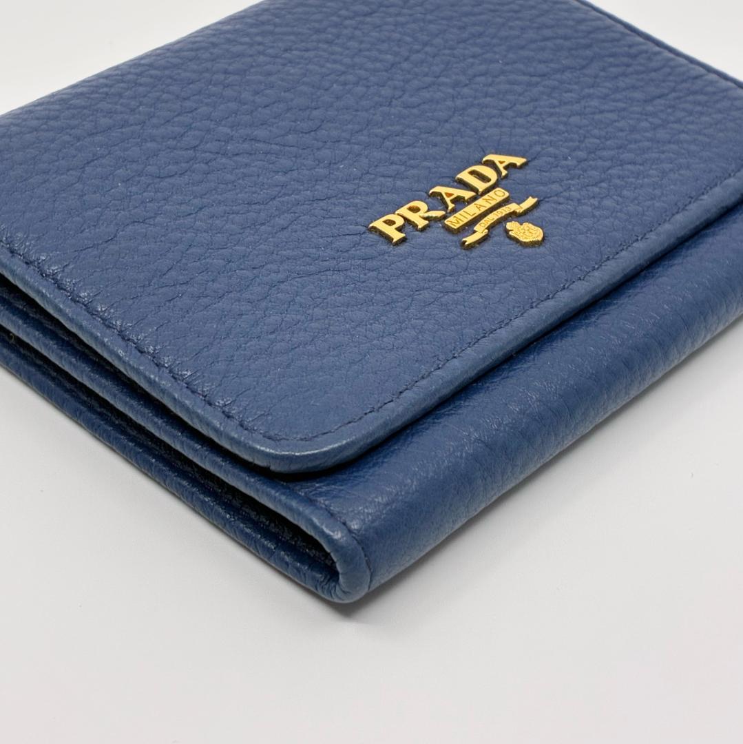 PRADA プラダ レザー 三つ折り財布 青 ブルー A1355A4