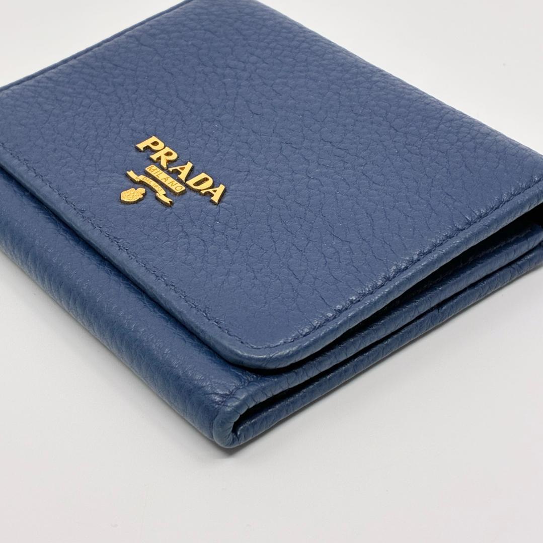 PRADA プラダ レザー 三つ折り財布 青 ブルー A1355A4