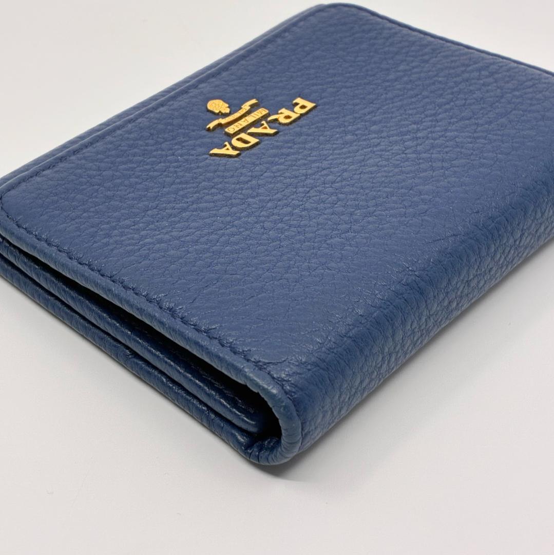 PRADA プラダ レザー 三つ折り財布 青 ブルー A1355A4