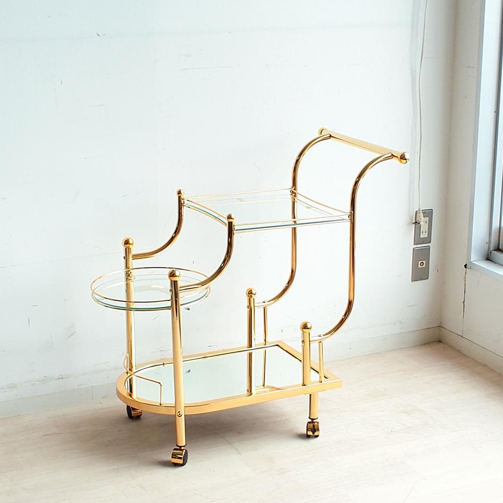 ゴールドフレーム サービスワゴン ガラス天板 エレガント ZR24073