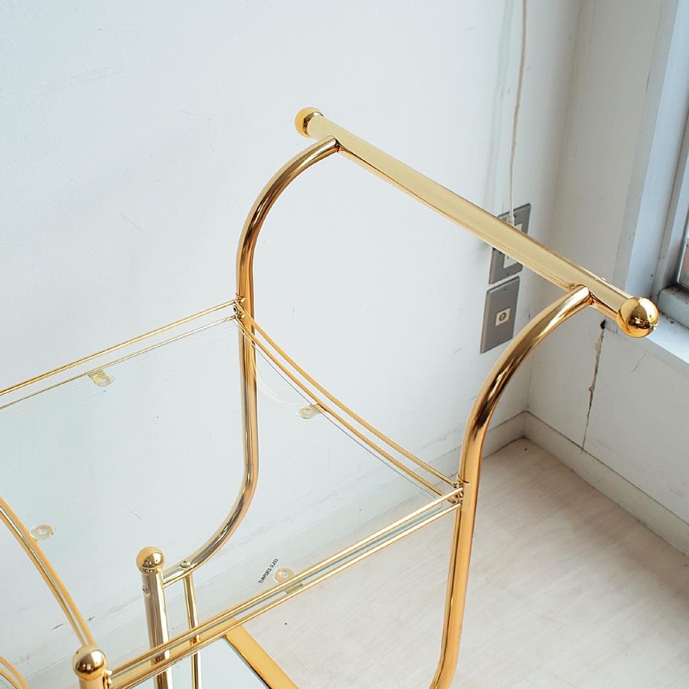 ゴールドフレーム サービスワゴン ガラス天板 エレガント ZR24073