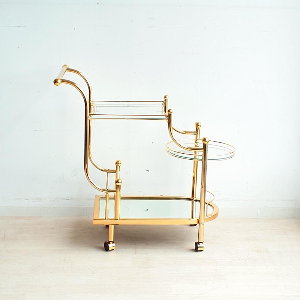 ゴールドフレーム サービスワゴン ガラス天板 エレガント ZR24073