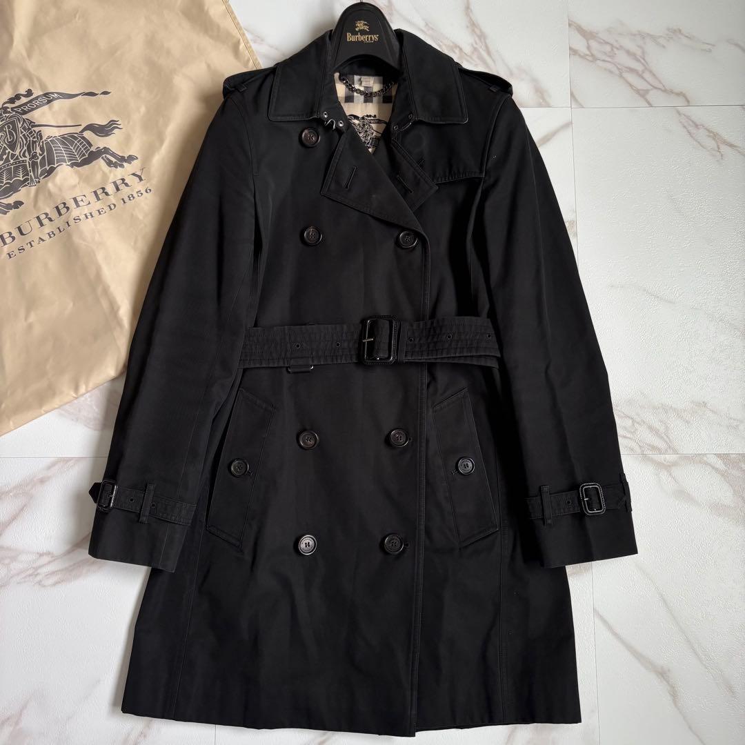 英国製◆バーバリー ケンジントン トレンチコート ベルト付 黒 M
