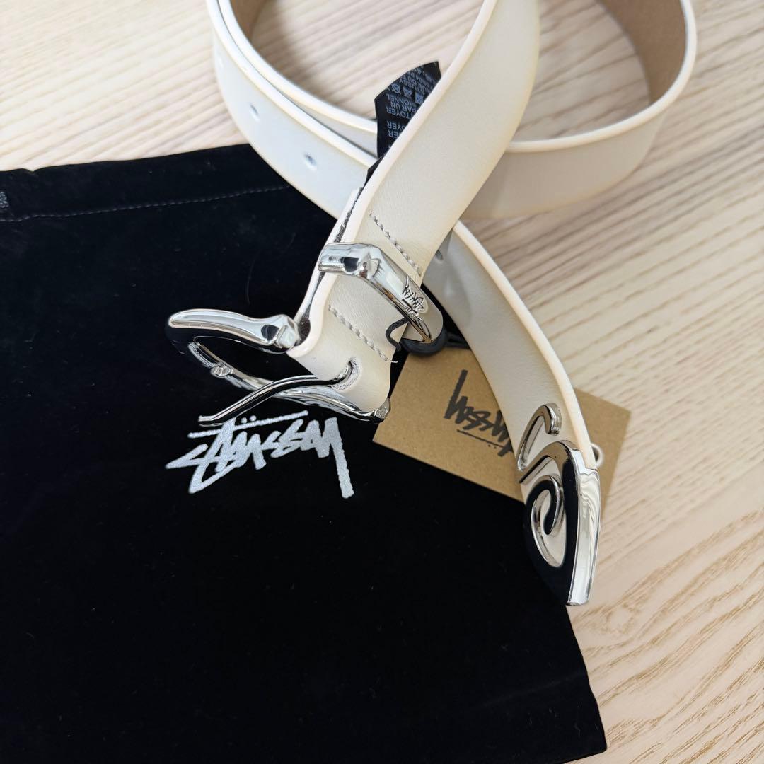 Stussy ブラック レザーベルト s/m