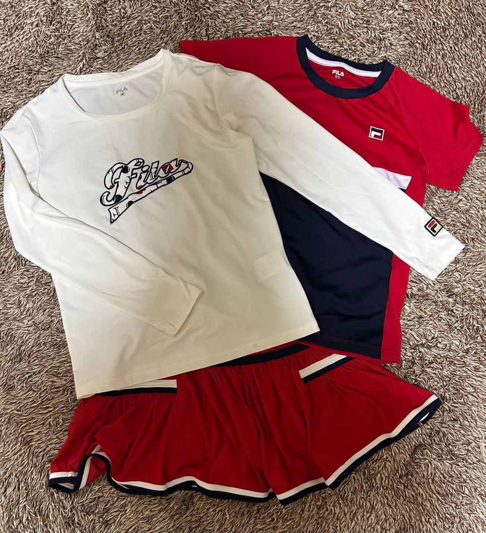 FILA テニスウェアセット 長袖シャツ Tシャツ スカート