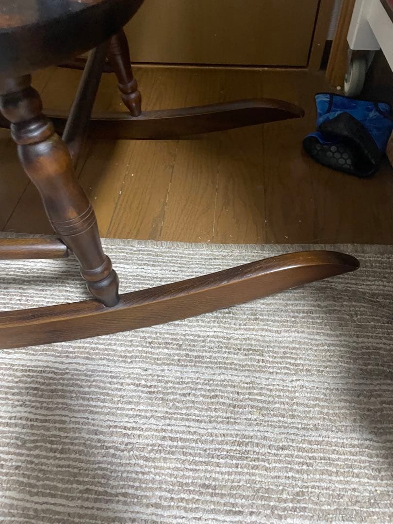 【引取限定】飛騨の家具　木製ロッキングチェア ダークブラウン　葛飾区