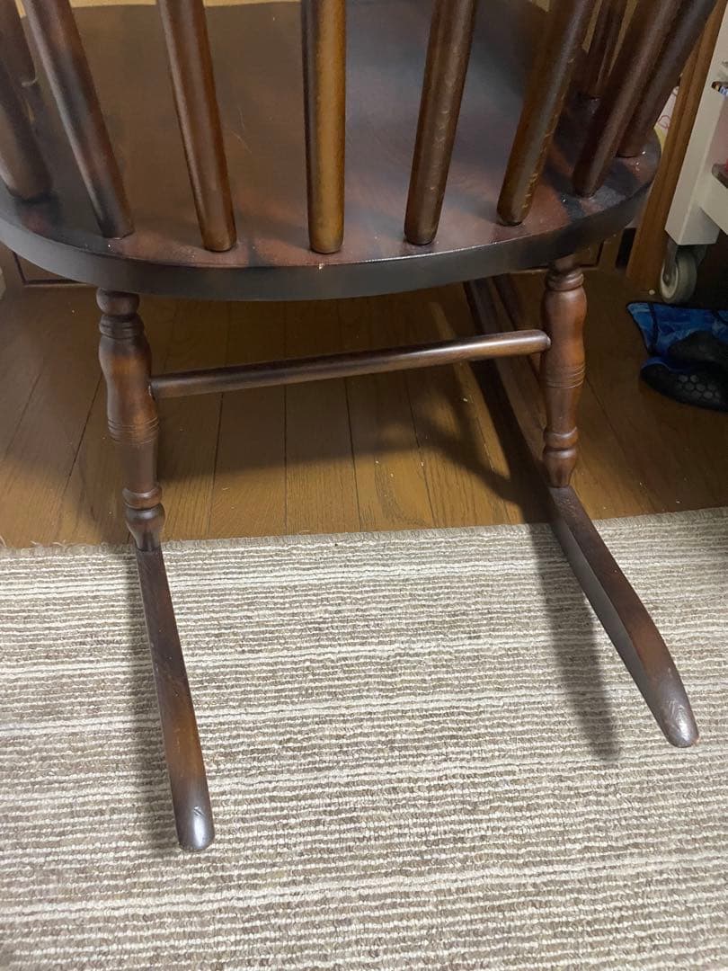【引取限定】飛騨の家具　木製ロッキングチェア ダークブラウン　葛飾区