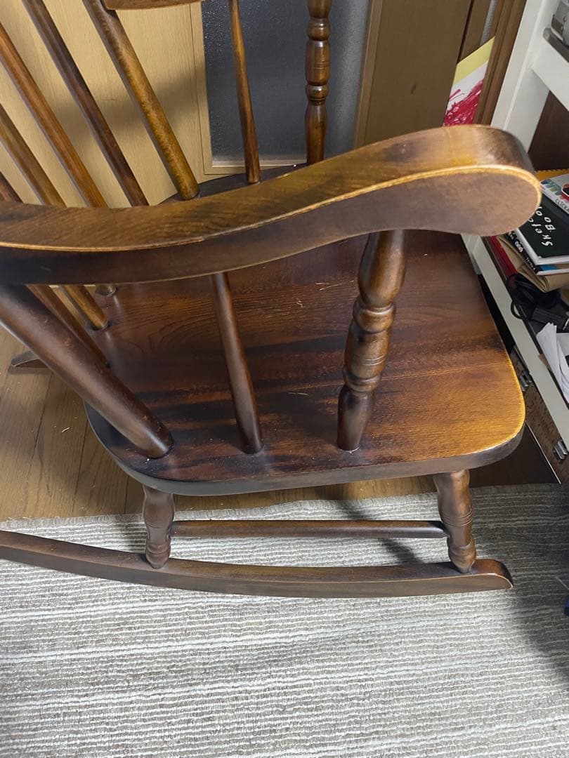 【引取限定】飛騨の家具　木製ロッキングチェア ダークブラウン　葛飾区
