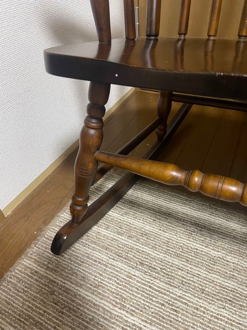 【引取限定】飛騨の家具　木製ロッキングチェア ダークブラウン　葛飾区