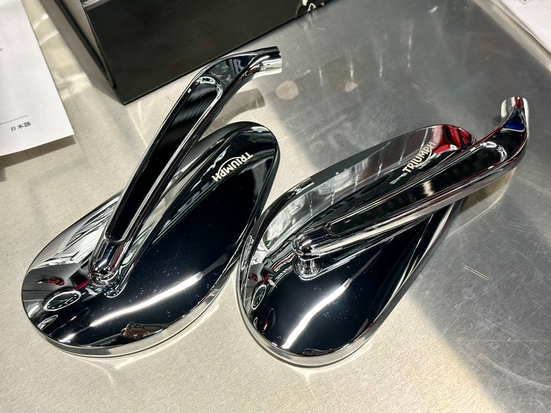 未使用 TRIUMPH トライアンフ純正 ティアドロップ ミラー （クローム）