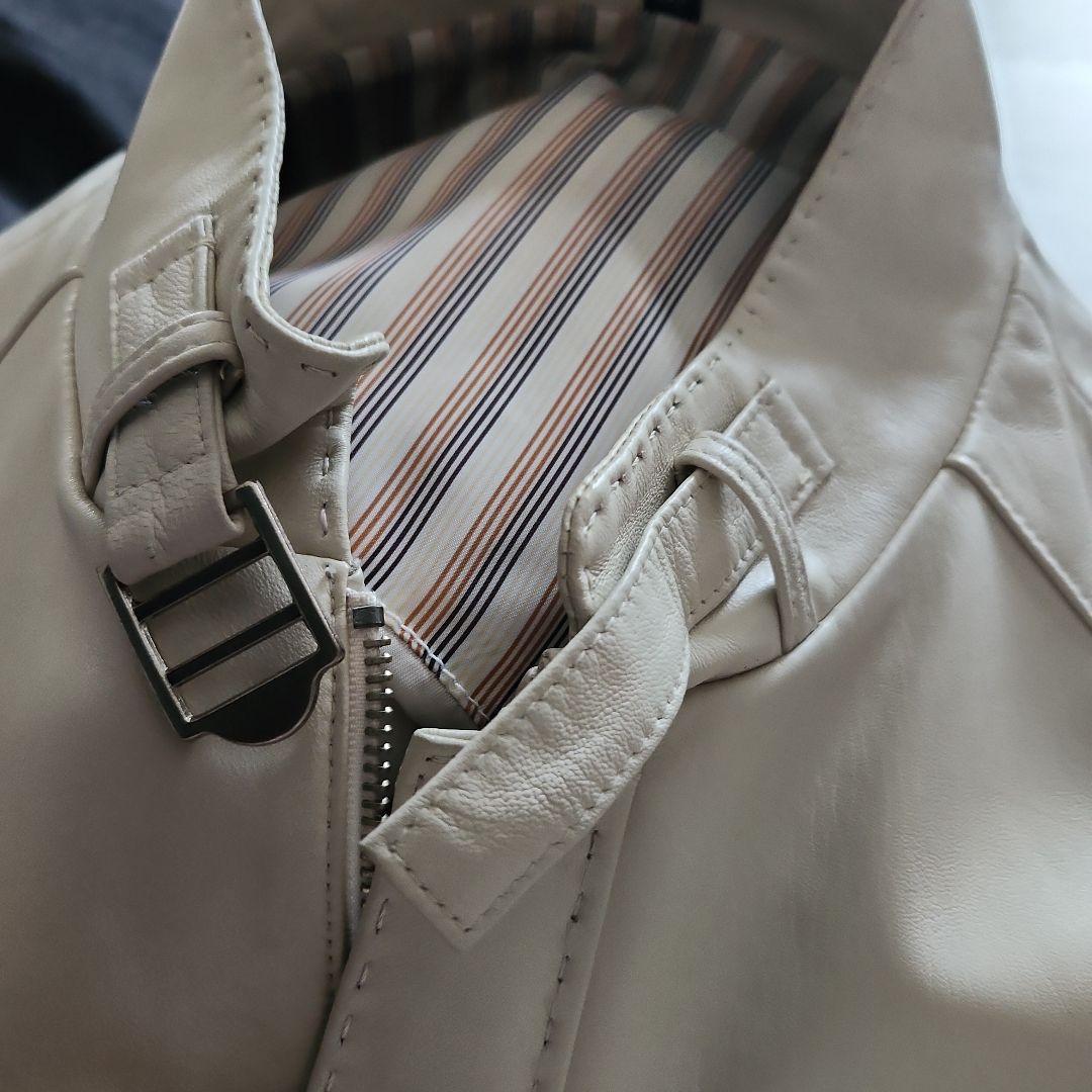 韓国レザー　シングルライダース　白　LL　羊革