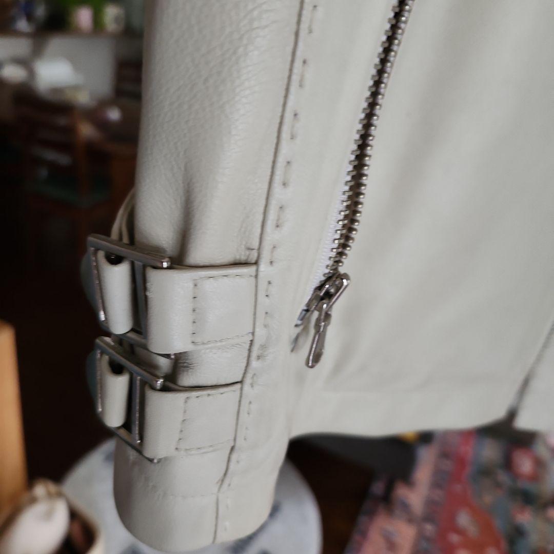 韓国レザー　シングルライダース　白　LL　羊革