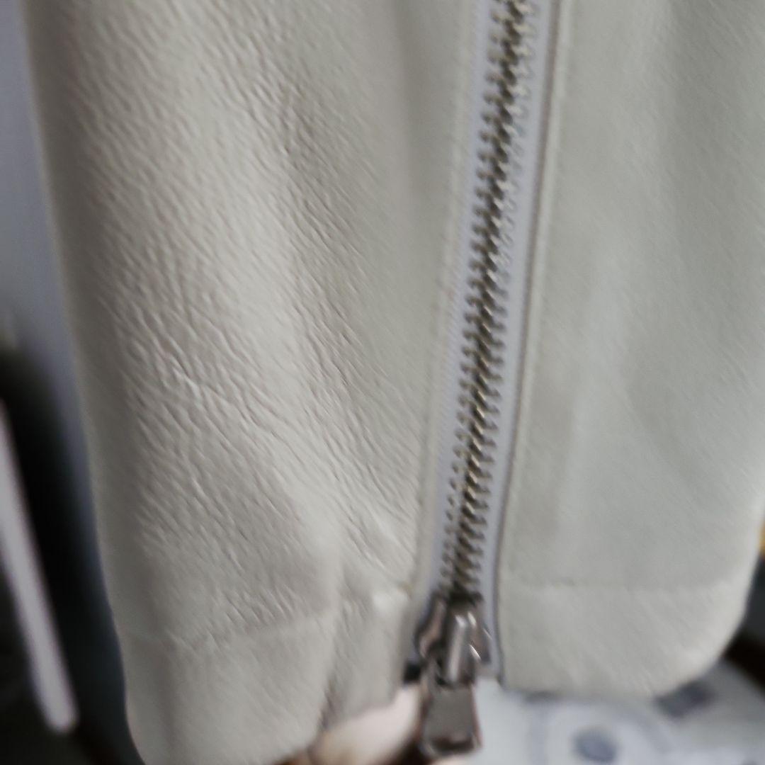 韓国レザー　シングルライダース　白　LL　羊革