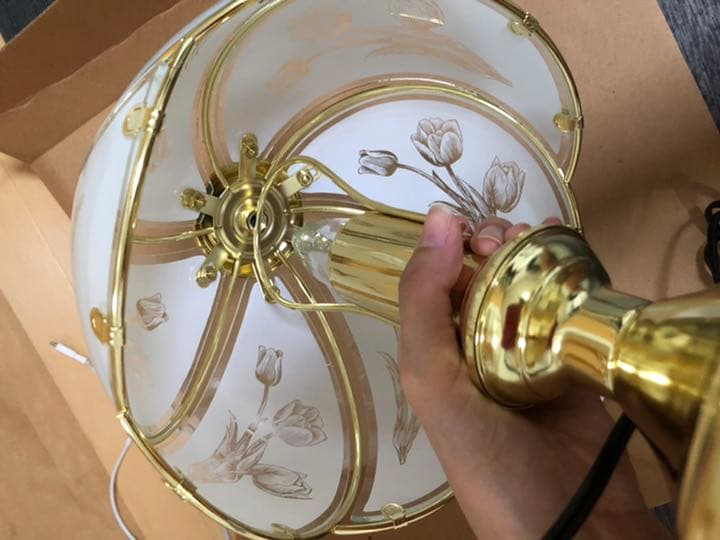 美品★アンティーク ガラス テーブルランプ 電気スタンド　水谷商店　ワンタッチ