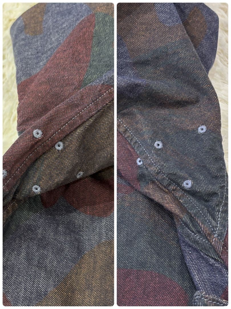 【極美品】グラフゼロ XL デニム ロング トレンチコート 総柄 マルチカラー