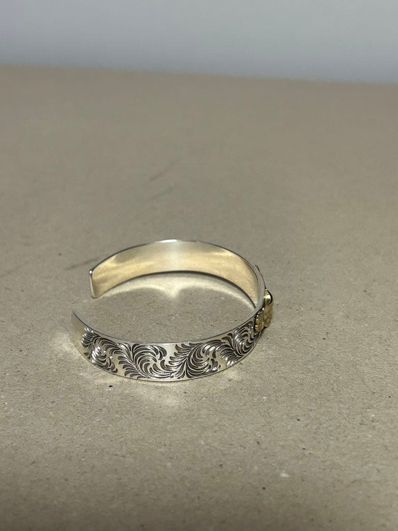 イーグル彫刻 シルバーゴールドバングル