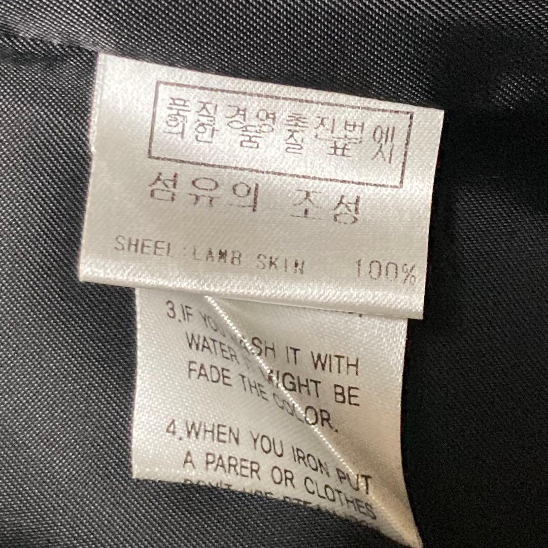 レザージャケット　ロング丈　ブラック　本革　ベルト　Mサイズ　ラムレザー