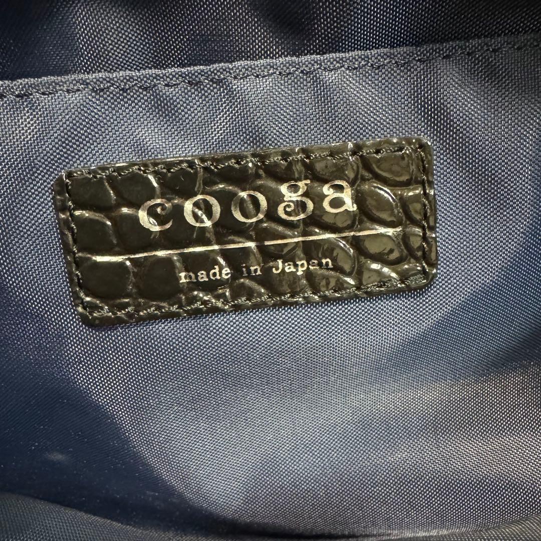 cooga クーガ　軽量レザー　ナイロン リュック　黒　ビジネスバッグ