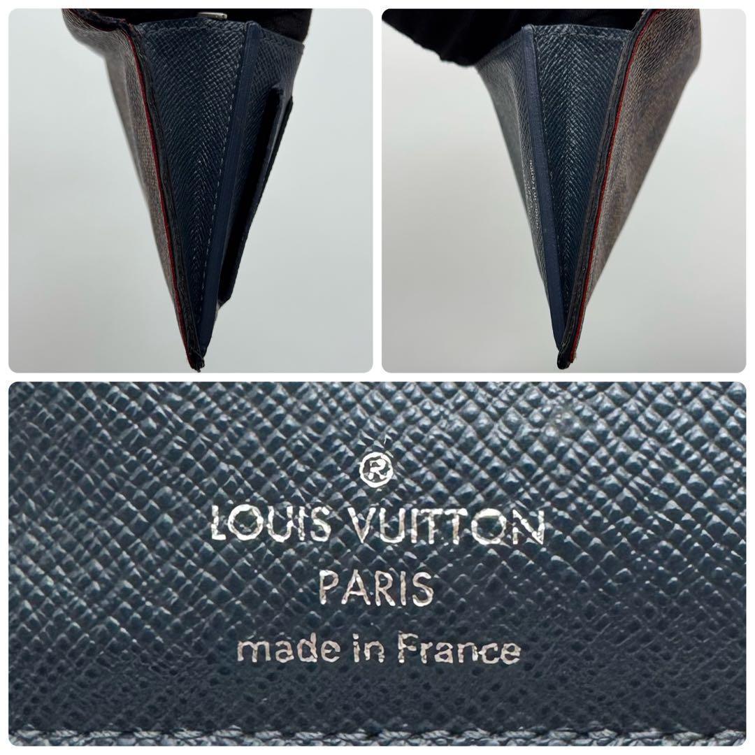 【美品】ルイヴィトン　ダミエ　ポルトフォイユ・ブラザ　長財布　ブルー　ネイビー