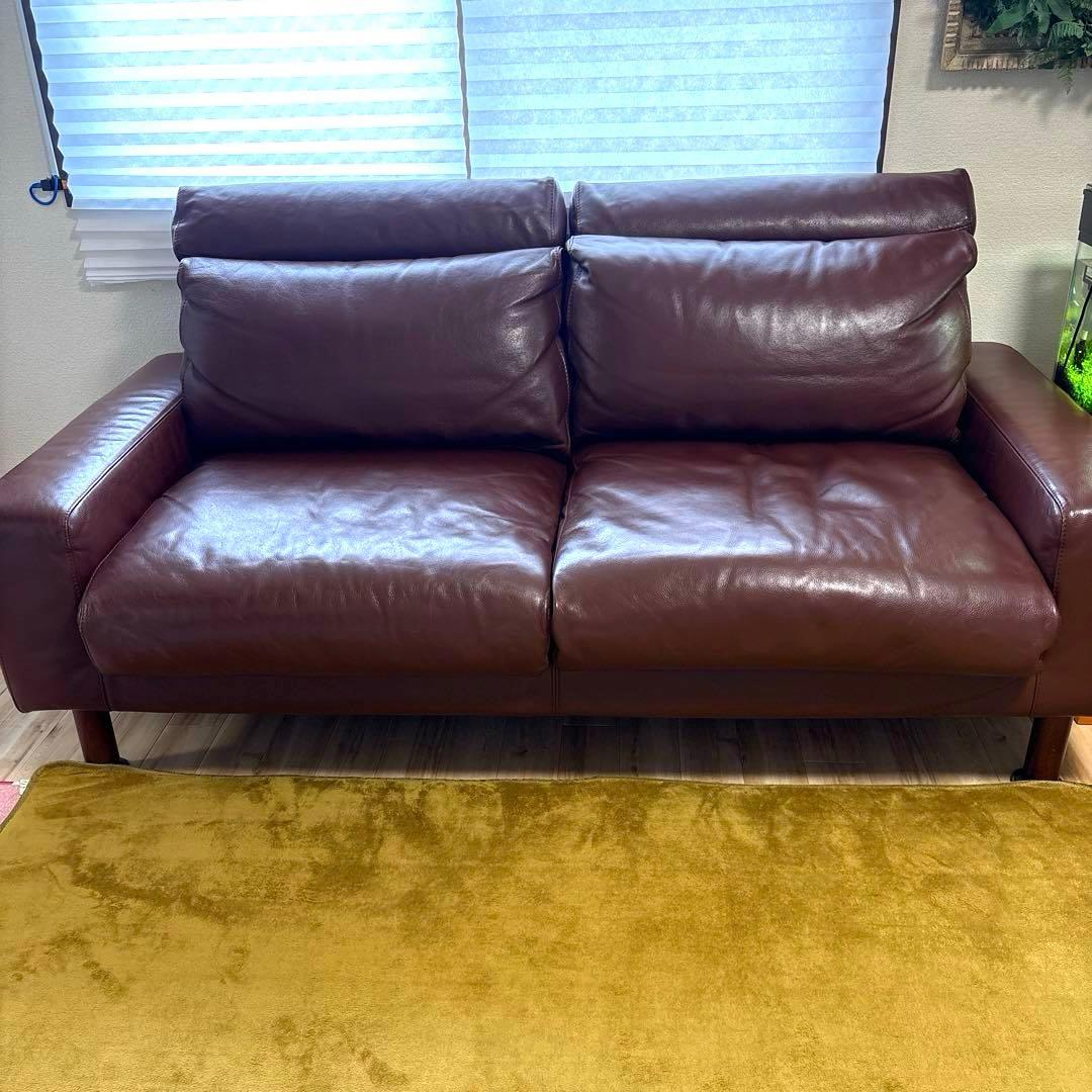無印良品　革張りフェザーソファ