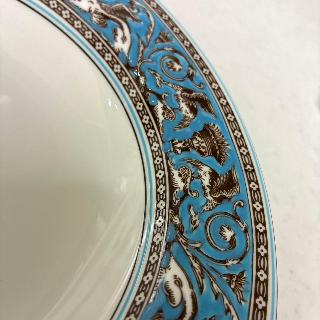 【美品】ウェッジウッド　フロレンティーンターコイズ　スープ皿20.5cm 黒壺