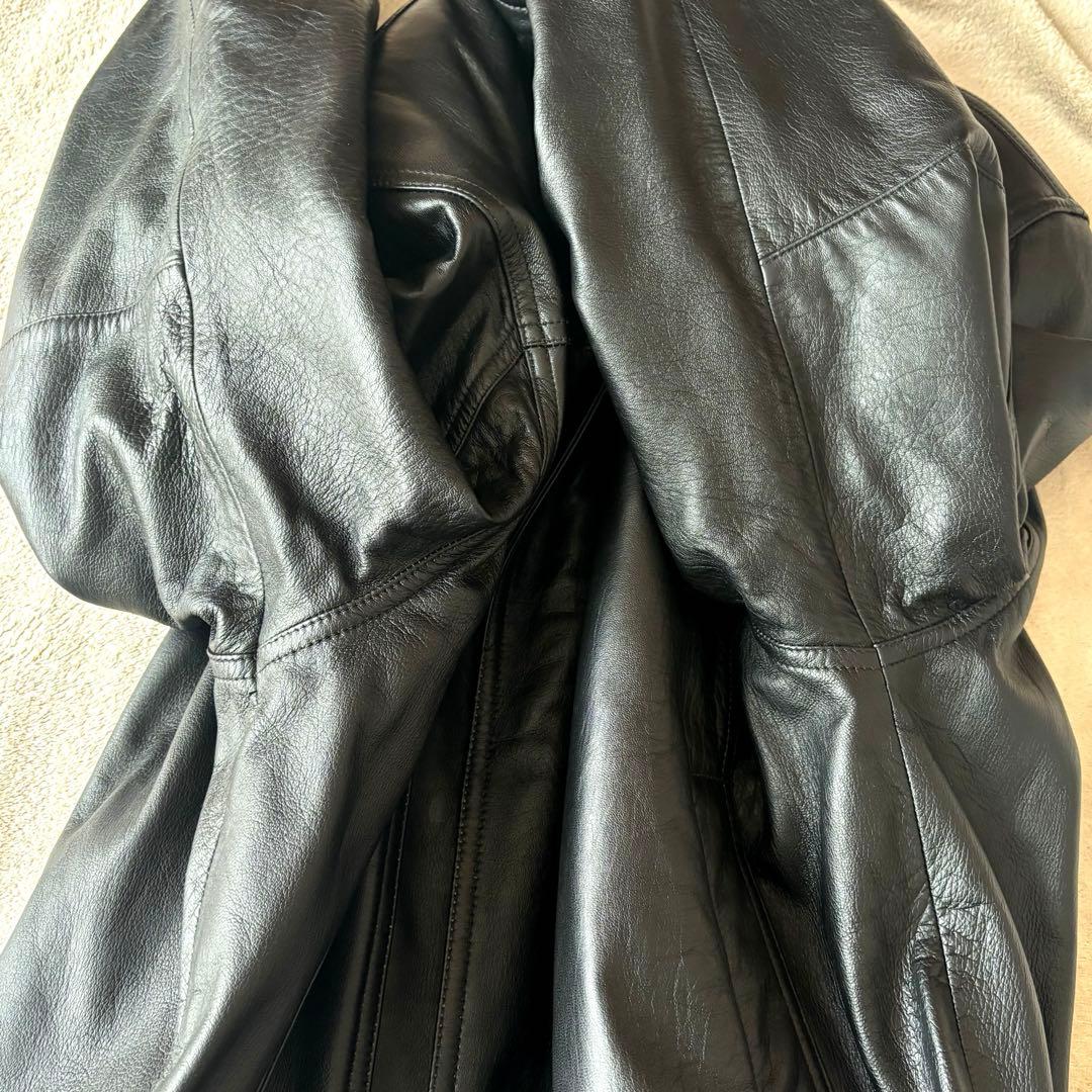ピエールバルマン　羊革　A-2 レザージャケット　フライトジャケット　黒　短丈