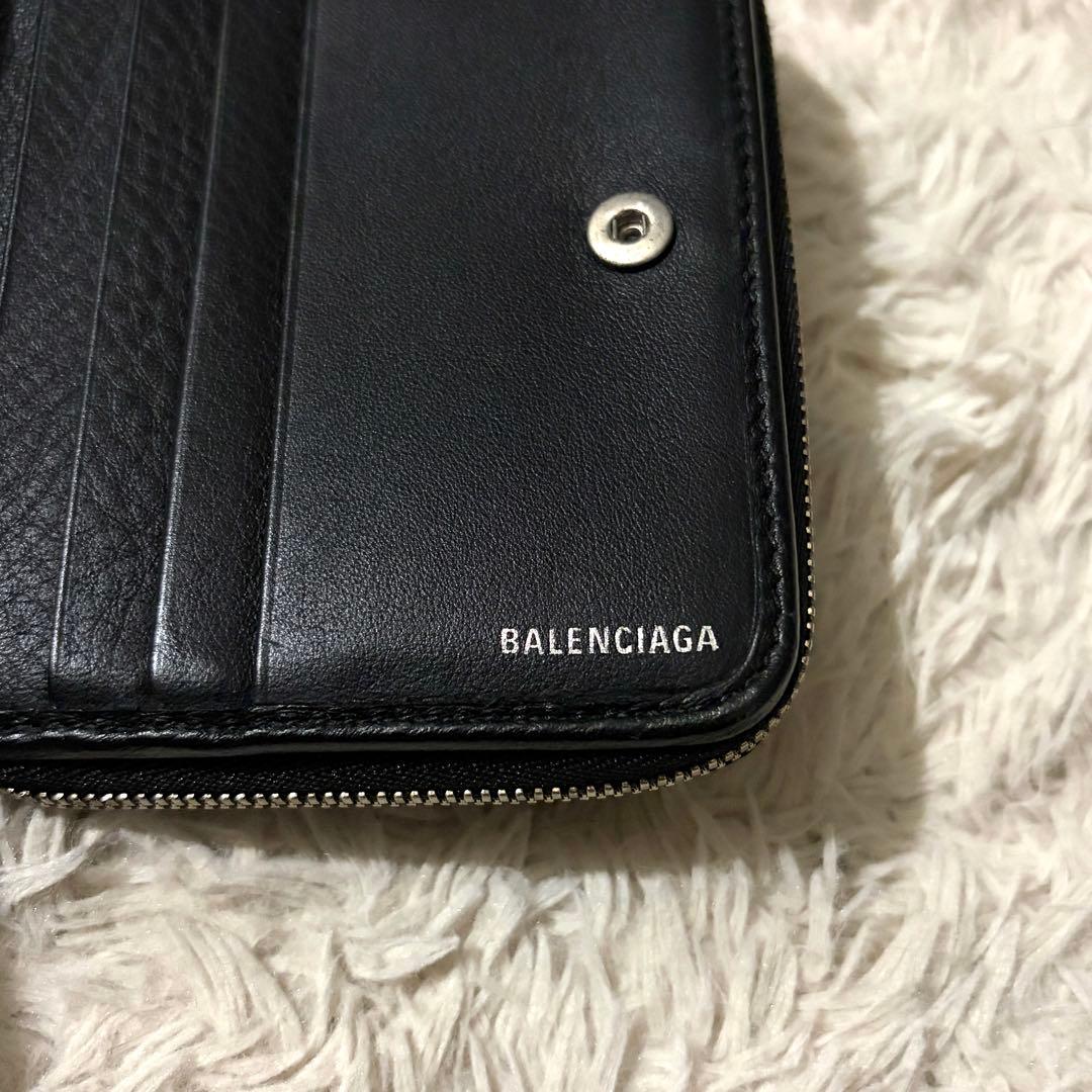 【美品】バレンシアガ エブリデイ 二つ折り財布 ラウンドファスナー ブラック