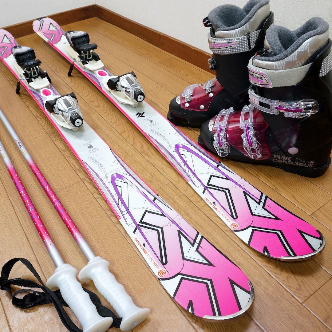 メンテ済 142cm 靴25～25.5cm K2 レディーススキーセット(140