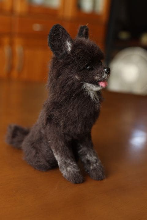 羊毛フェルト　ポメラニアン　ブラック