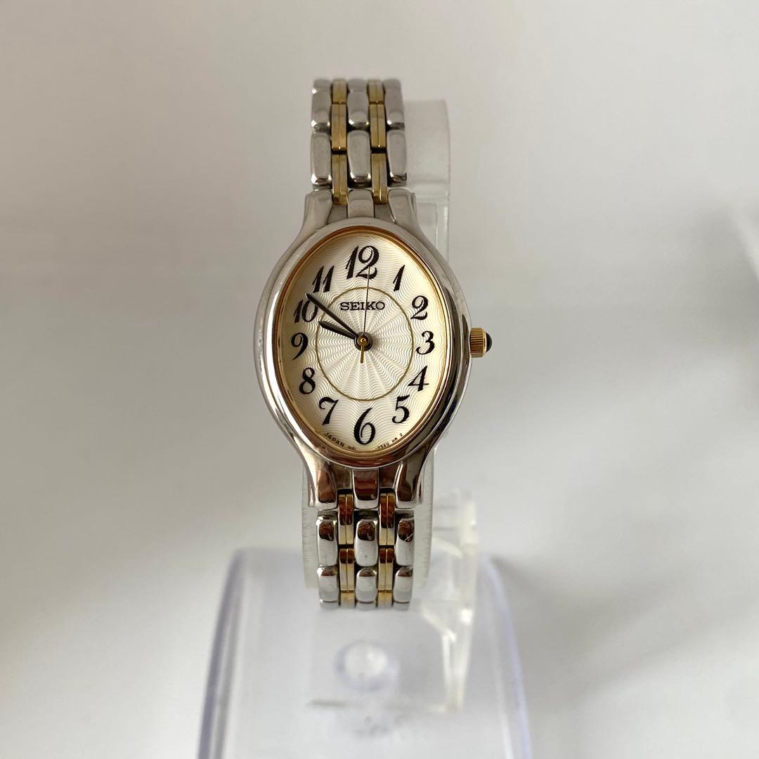 新品電池　SEIKO 腕時計　オーバル　コンビカラー