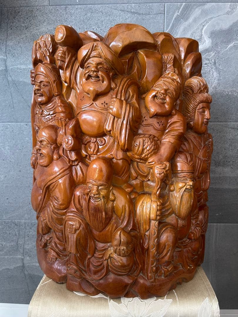 七福神 木彫り 一刀彫