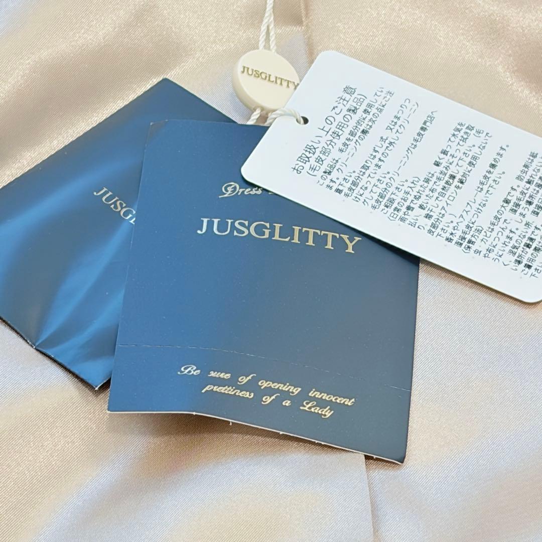 大人可愛い JUSGLITTY フォックスファー コート 金具 レザー フード付