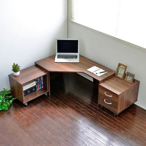 【新品・送料無料】パソコンデスク ロータイプ コーナー デスクセット ブラウン