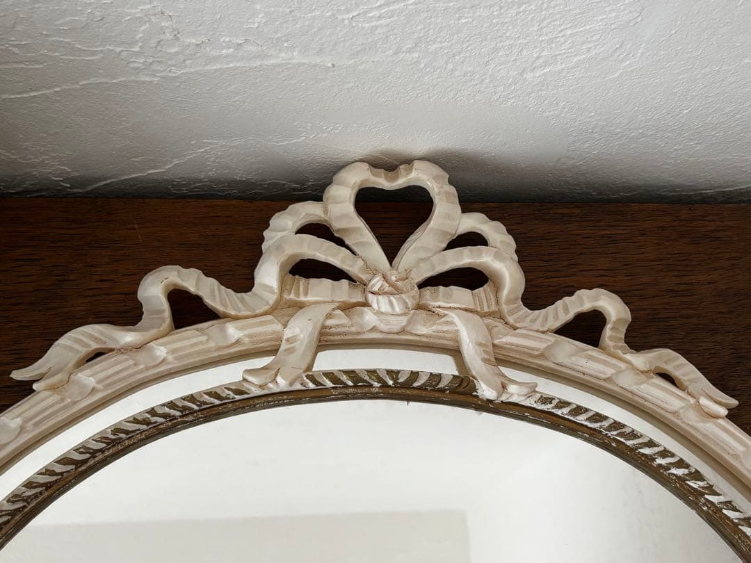 美品　イタリア製　壁掛け　鏡　ウォールミラー　リボン装飾