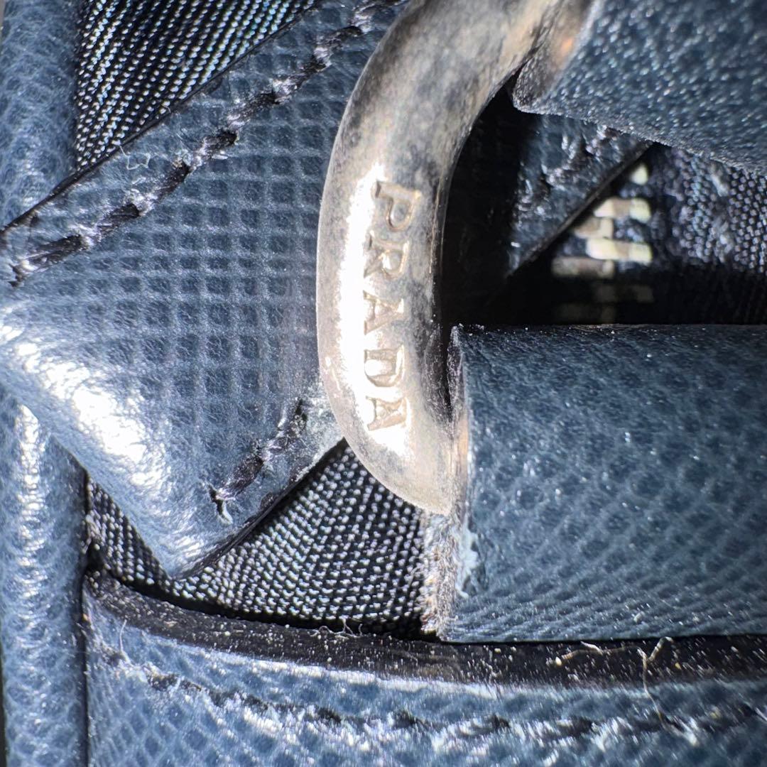 P*e様 PRADA ネイビー ナイロンポーチ　プラダ　【鑑定済み】