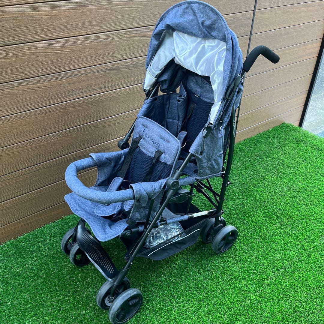 【美品】2人乗りベビーカー/キンダーワゴンDUOシティーHOPブルーデニム