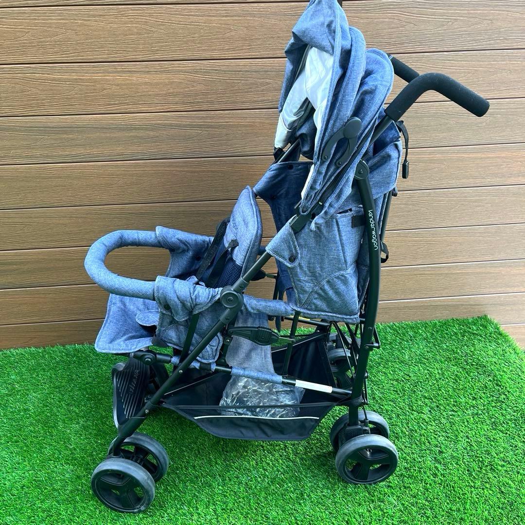 【美品】2人乗りベビーカー/キンダーワゴンDUOシティーHOPブルーデニム