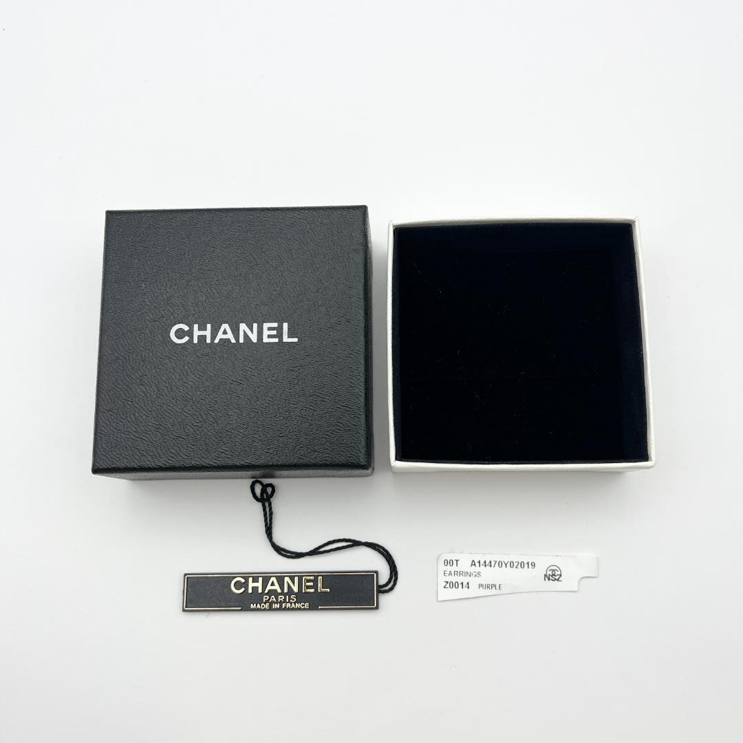 CHANEL シャネル スクエア ピンククリア SV 両耳用 ピアス 箱・タグ付