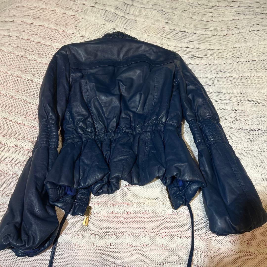 ネイビー 本革 ジャケット 40イタリア製
