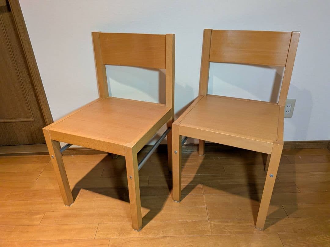 《送料込》無印 ダイニングチェア ブナ材 木製イス 廃盤品 2脚セット 椅子