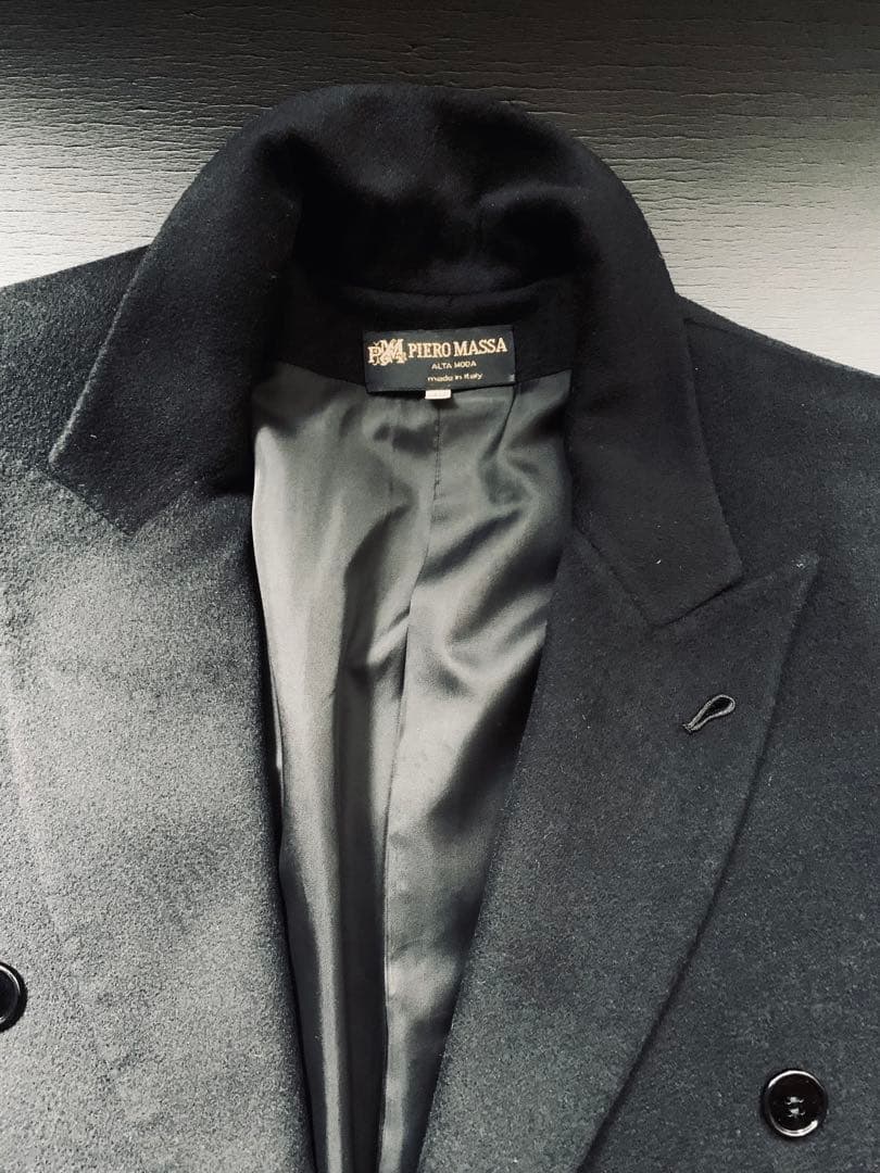 PIERO MASSA. ヴィンテージ　クラシックカシミアコート　伊製　黒