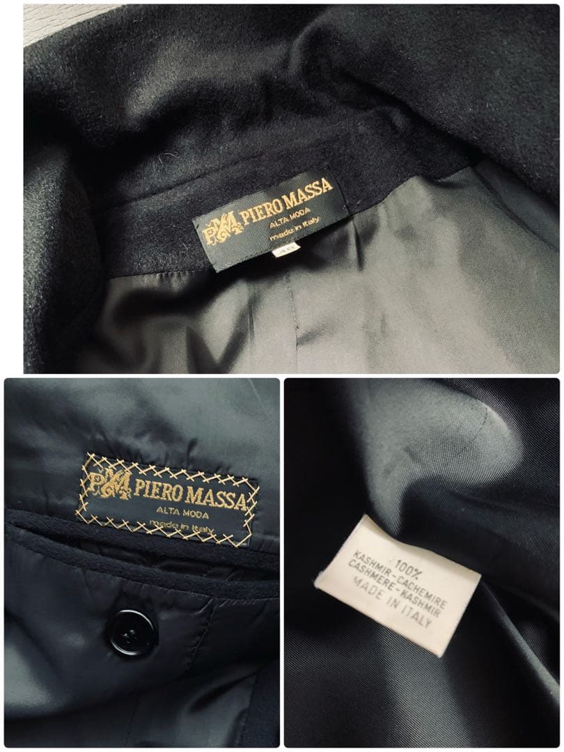 PIERO MASSA. ヴィンテージ　クラシックカシミアコート　伊製　黒