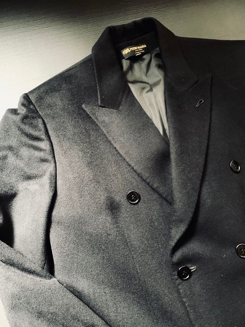 PIERO MASSA. ヴィンテージ　クラシックカシミアコート　伊製　黒