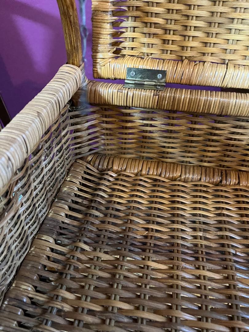 ラタン 籐 2段 ランドリーバスケット 収納かご インテリア 昭和レトロ