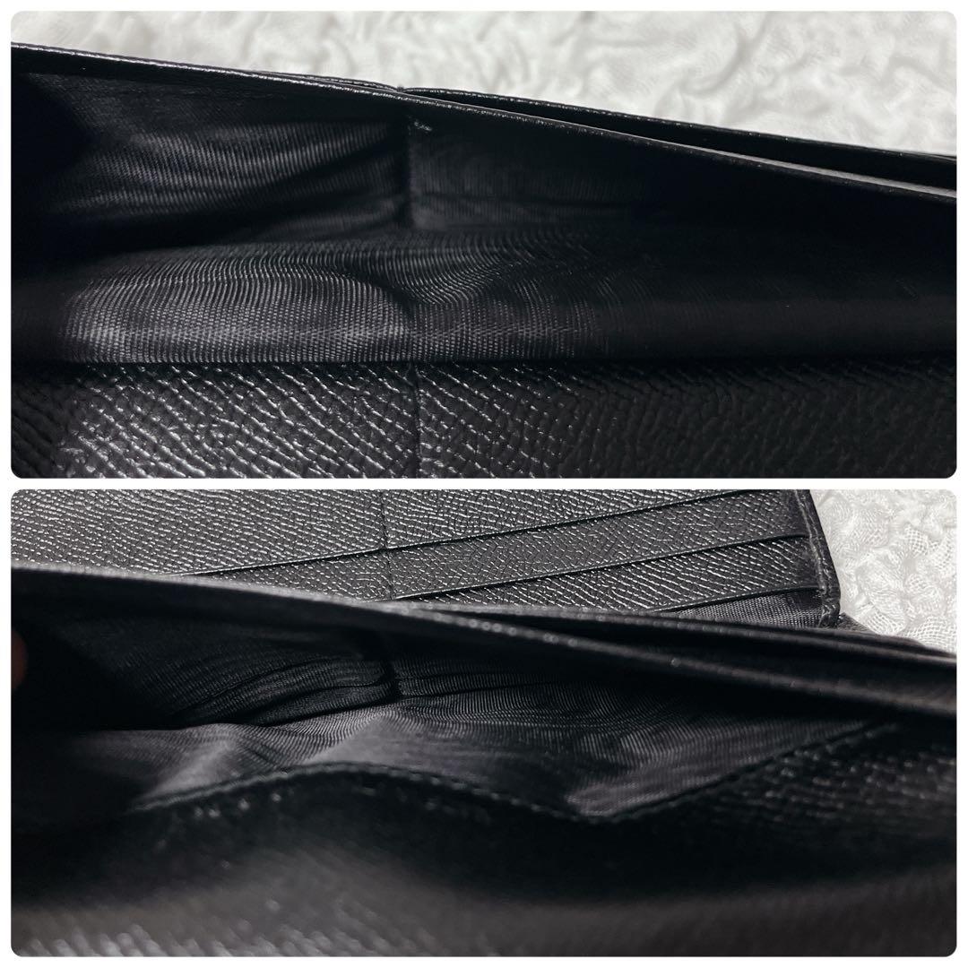 箱付✨BVLGARI ブラック レザー 長財布　ブルガリ　フラップ　本革　黒