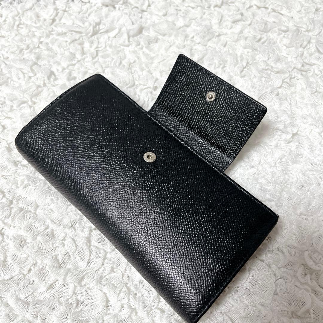 箱付✨BVLGARI ブラック レザー 長財布　ブルガリ　フラップ　本革　黒